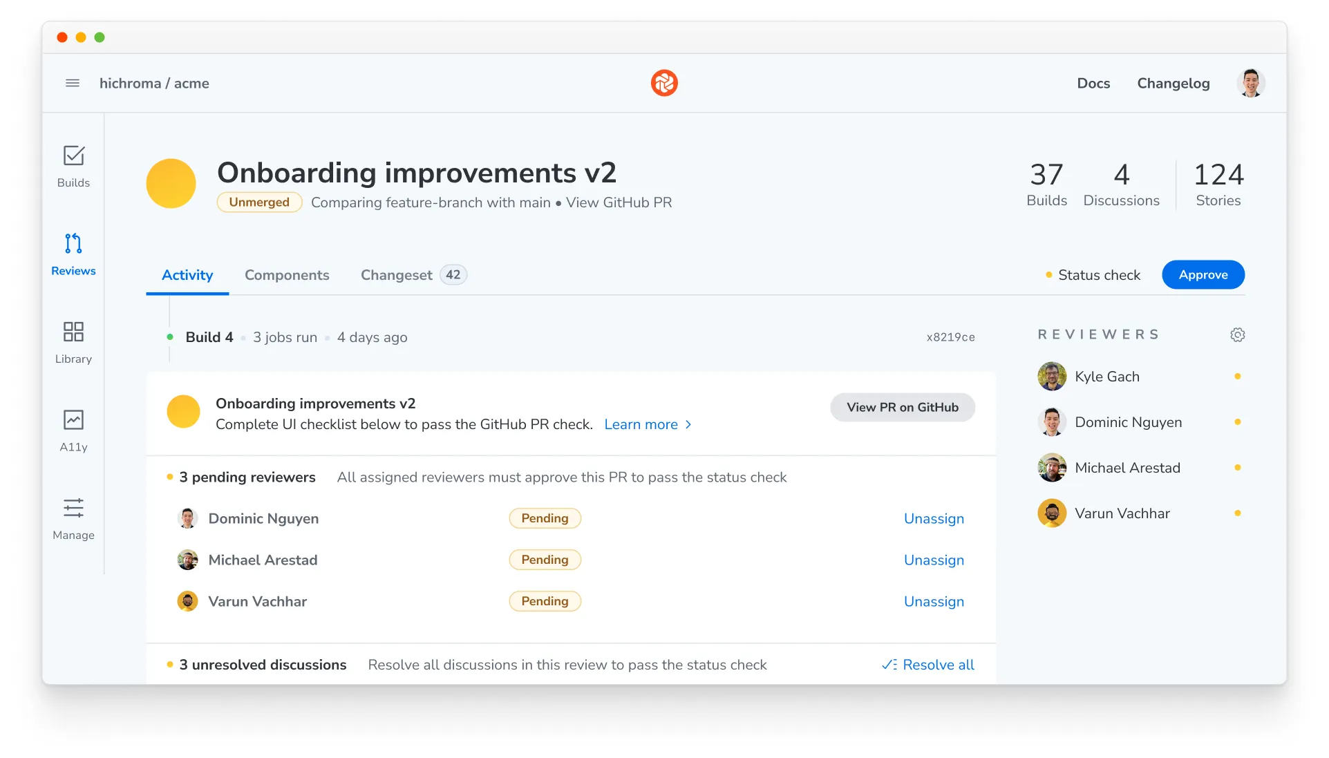 UI Review showing owners assigned from COMPONENTOWNERS